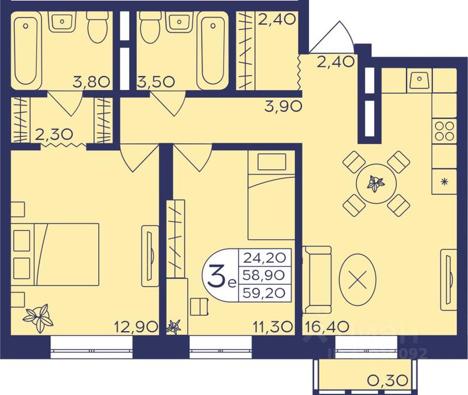 2-BD Apartment Sale, 59.7平方米 at Geroev, prospekt Geroyev, Zheleznodorozhny Microdistrict, Balashikha, Moscow Region, Russia #1 2-BD Apartment Sale, 59.7平方米 at Geroev, prospekt Geroyev, Zheleznodorozhny Microdistrict, Balashikha, Moscow Region, Russia #1