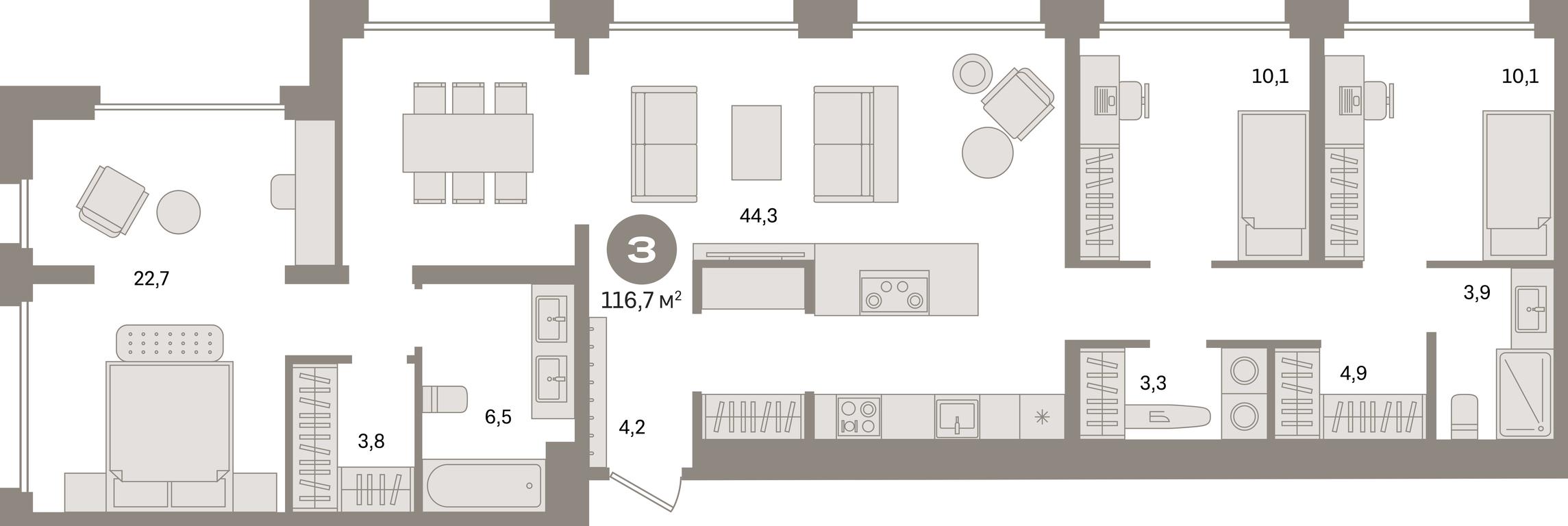 3-BD Apartment Sale, 116.7 sq. m. at Dom A, Dubininskaya Street, вл59к2, Moscow, Russia #1