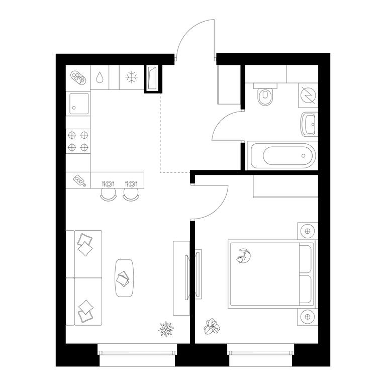 1-BD Apartment Sale, 37.9平方米 at Polar, Polyarnaya Street, 39Б, Moscow, Russia #1 1-BD Apartment Sale, 37.9平方米 at Polar, Polyarnaya Street, 39Б, Moscow, Russia #1