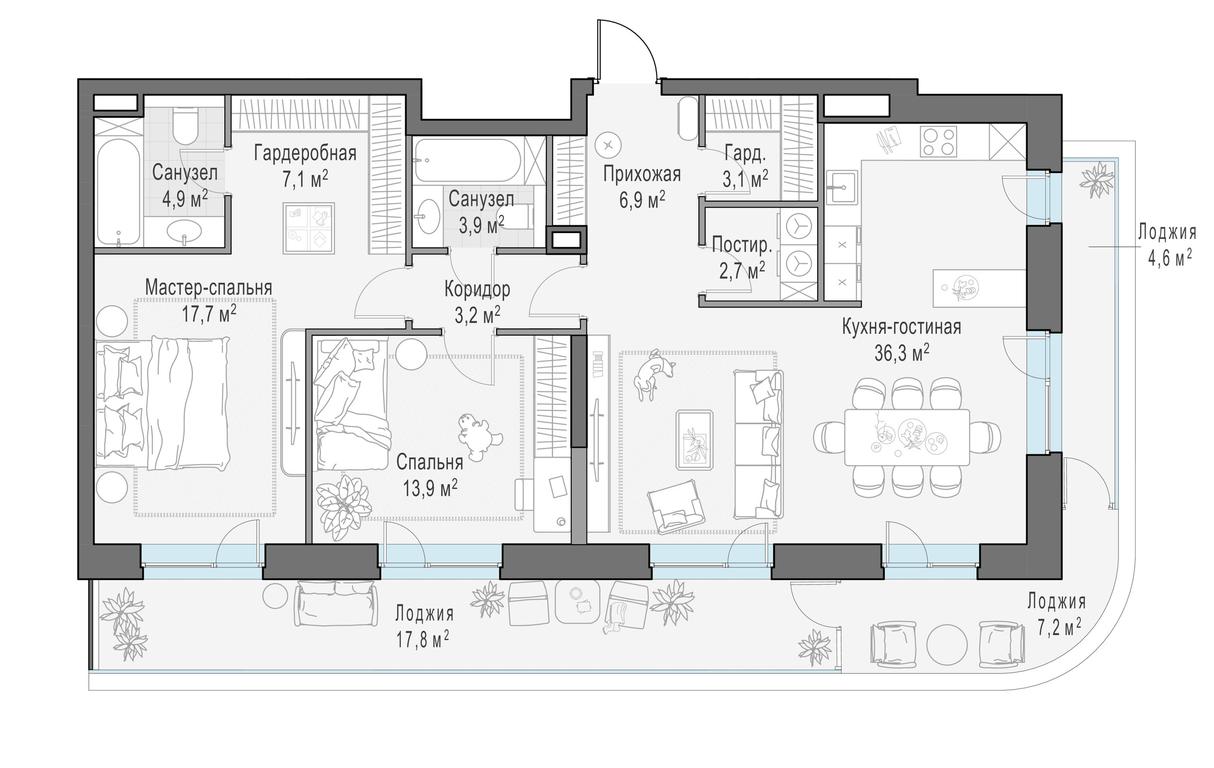 2-BD Apartment Sale, 115.3 sq. m. at Foriver, Simonovskaya Embankment, 3к1, Moscow, Russia #1 2-BD Apartment Sale, 115.3 sq. m. at Foriver, Simonovskaya Embankment, 3к1, Moscow, Russia #1