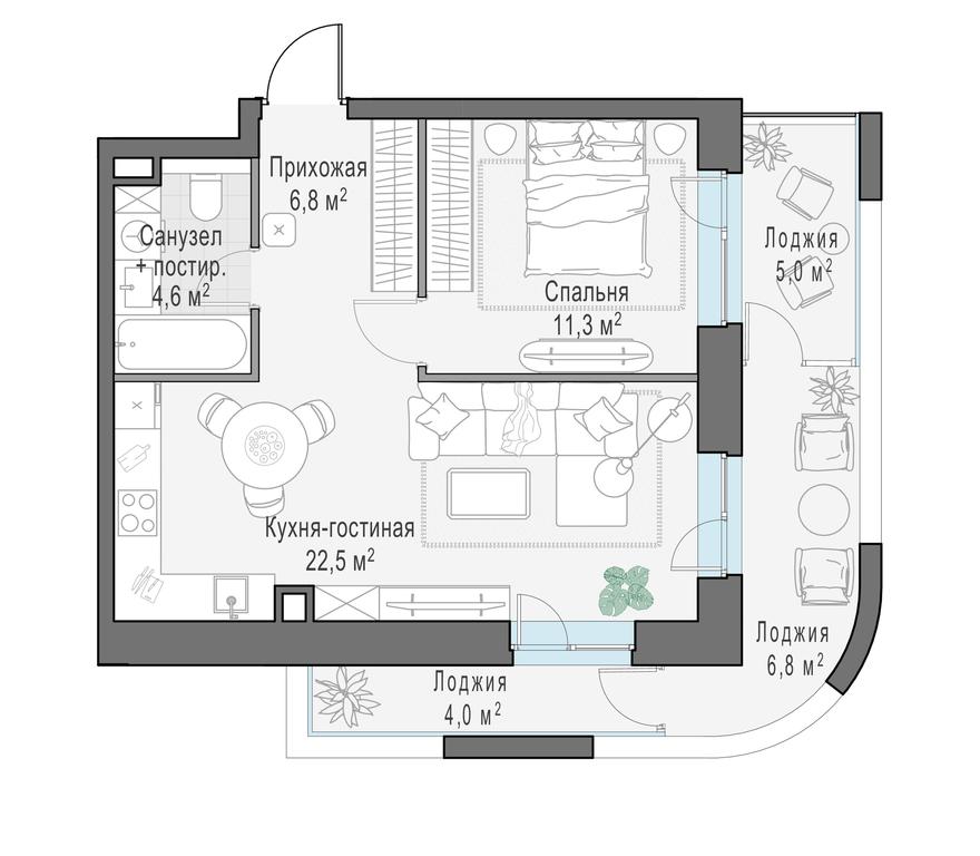 1-BD Apartment Sale, 52.7平方米 at Foriver, Simonovskaya Embankment, 3к1, Moscow, Russia #1 1-BD Apartment Sale, 52.7平方米 at Foriver, Simonovskaya Embankment, 3к1, Moscow, Russia #1