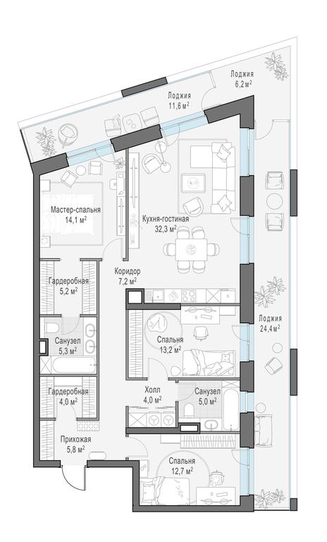 2-BD Apartment Sale, 130.7 sq. m. at Foriver, Simonovskaya Embankment, 3к1, Moscow, Russia #1 2-BD Apartment Sale, 130.7 sq. m. at Foriver, Simonovskaya Embankment, 3к1, Moscow, Russia #1