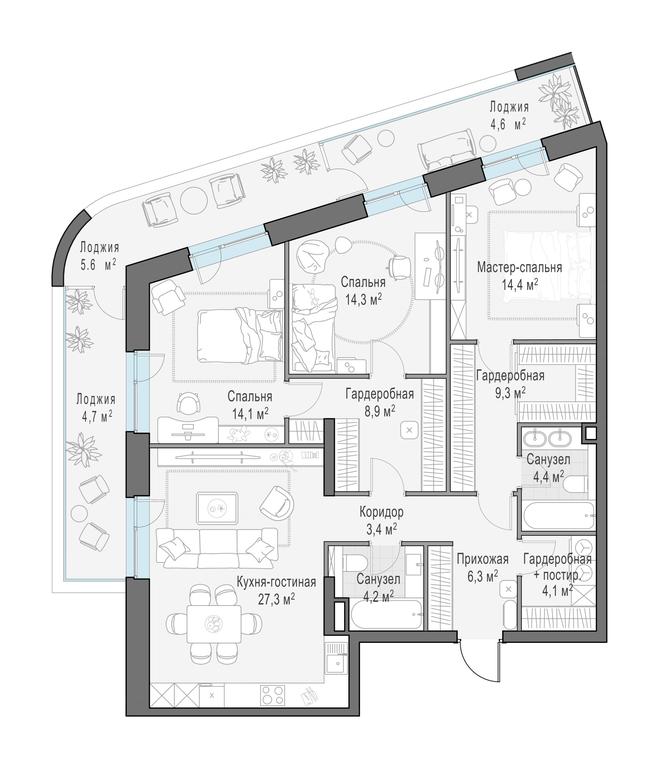 2-BD Apartment Sale, 126.7 sq. m. at Foriver, Simonovskaya Embankment, 3к1, Moscow, Russia #1 2-BD Apartment Sale, 126.7 sq. m. at Foriver, Simonovskaya Embankment, 3к1, Moscow, Russia #1