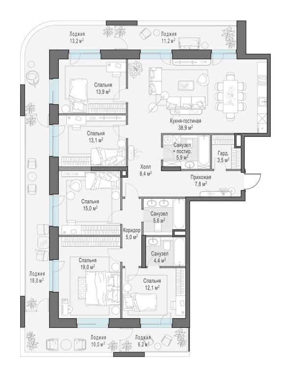 4-BD Apartment Sale, 183.1 sq. m. at Foriver, Simonovskaya Embankment, 3к1, Moscow, Russia #1 4-BD Apartment Sale, 183.1 sq. m. at Foriver, Simonovskaya Embankment, 3к1, Moscow, Russia #1