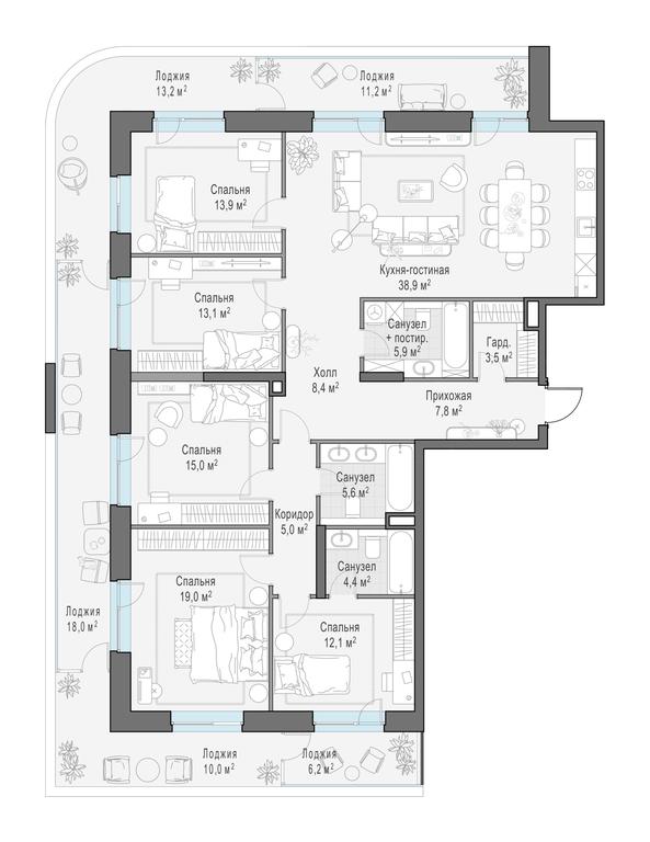 4-BD Apartment Sale, 183.8 sq. m. at Foriver, Simonovskaya Embankment, 3к1, Moscow, Russia #1 4-BD Apartment Sale, 183.8 sq. m. at Foriver, Simonovskaya Embankment, 3к1, Moscow, Russia #1