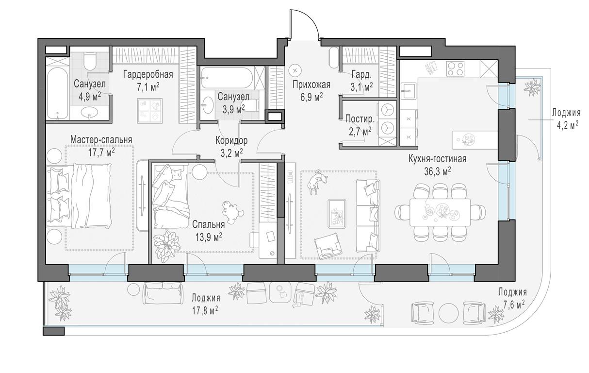 2-BD Apartment Sale, 115.4 sq. m. at Foriver, Simonovskaya Embankment, 3к1, Moscow, Russia #1 2-BD Apartment Sale, 115.4 sq. m. at Foriver, Simonovskaya Embankment, 3к1, Moscow, Russia #1