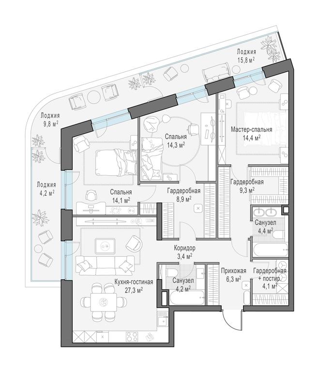 2-BD Apartment Sale, 127平方米 at Foriver, Simonovskaya Embankment, 3к1, Moscow, Russia #1 2-BD Apartment Sale, 127平方米 at Foriver, Simonovskaya Embankment, 3к1, Moscow, Russia #1