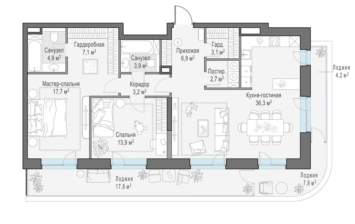 2-BD Apartment Sale, 115.6 sq. m. at Foriver, Simonovskaya Embankment, 3к1, Moscow, Russia #1 2-BD Apartment Sale, 115.6 sq. m. at Foriver, Simonovskaya Embankment, 3к1, Moscow, Russia #1