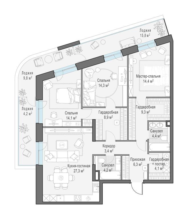 2-BD Apartment Sale, 126.9 sq. m. at Foriver, Simonovskaya Embankment, 3к1, Moscow, Russia #1 2-BD Apartment Sale, 126.9 sq. m. at Foriver, Simonovskaya Embankment, 3к1, Moscow, Russia #1