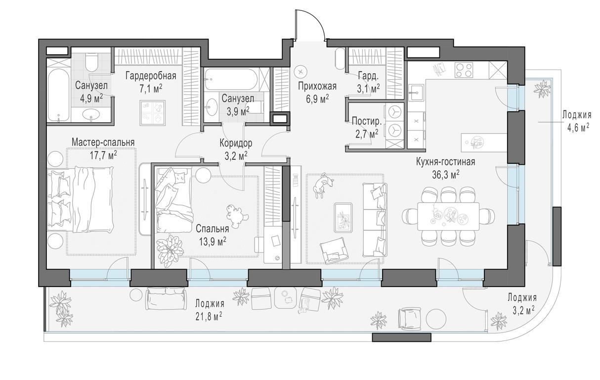 2-BD Apartment Sale, 115.6平方米 at Foriver, Simonovskaya Embankment, 3к1, Moscow, Russia #1 2-BD Apartment Sale, 115.6平方米 at Foriver, Simonovskaya Embankment, 3к1, Moscow, Russia #1