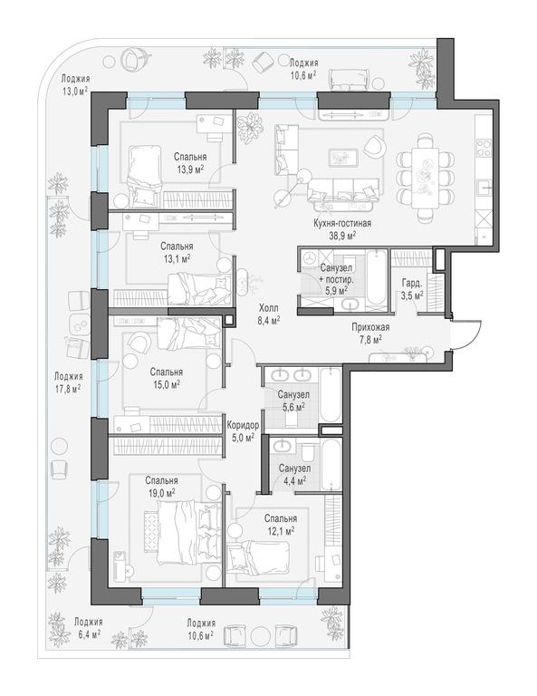 4-BD Apartment Sale, 183.2 sq. m. at Foriver, Simonovskaya Embankment, 3к1, Moscow, Russia #1 4-BD Apartment Sale, 183.2 sq. m. at Foriver, Simonovskaya Embankment, 3к1, Moscow, Russia #1