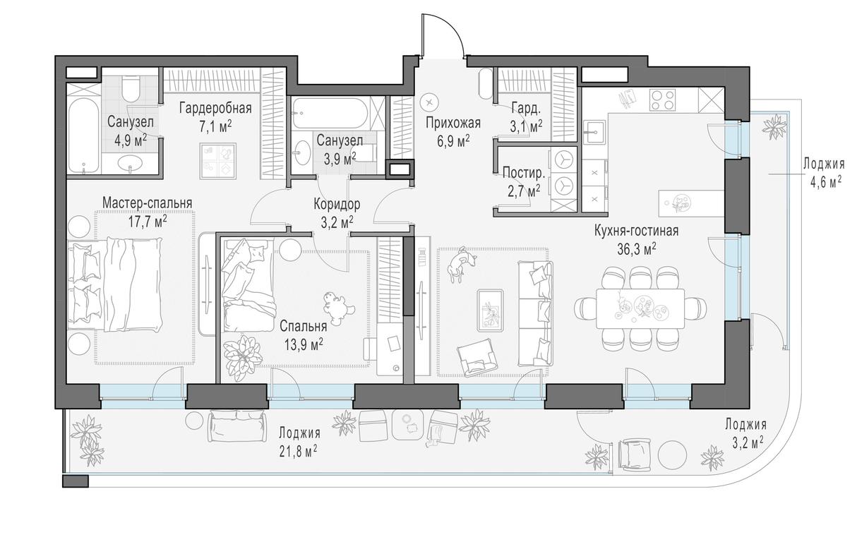 2-BD Apartment Sale, 115.7平方米 at Foriver, Simonovskaya Embankment, 3к1, Moscow, Russia #1 2-BD Apartment Sale, 115.7平方米 at Foriver, Simonovskaya Embankment, 3к1, Moscow, Russia #1