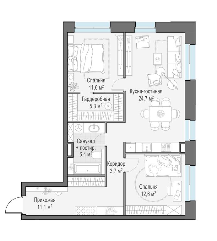 3-BD Apartment Sale, 75.6平方米 at Foriver, Simonovskaya Embankment, 3к1, Moscow, Russia #1 3-BD Apartment Sale, 75.6平方米 at Foriver, Simonovskaya Embankment, 3к1, Moscow, Russia #1