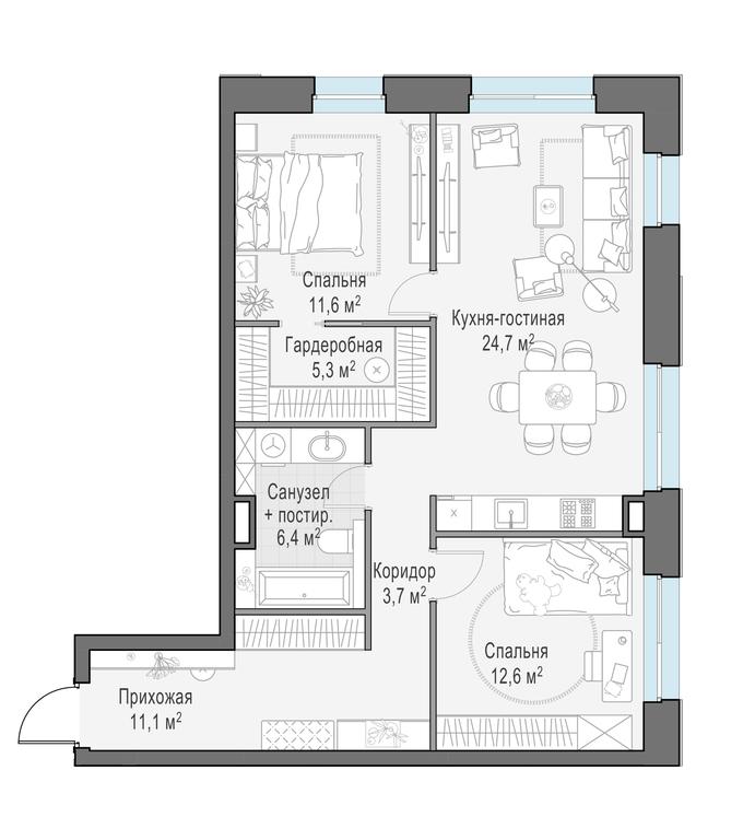 3-BD Apartment Sale, 75.6平方米 at Foriver, Simonovskaya Embankment, 3к1, Moscow, Russia #1 3-BD Apartment Sale, 75.6平方米 at Foriver, Simonovskaya Embankment, 3к1, Moscow, Russia #1