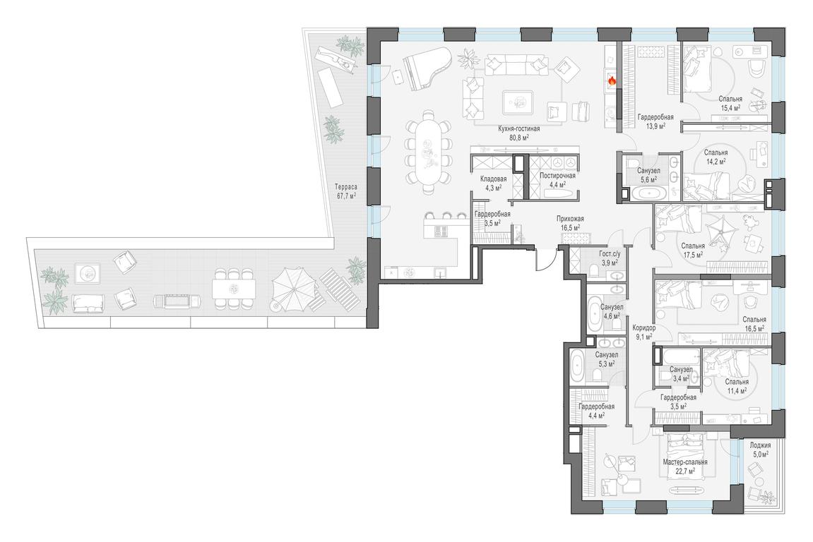 5-BD Apartment Sale, 284.5 sq. m. at Foriver, Simonovskaya Embankment, 3к1, Moscow, Russia #1