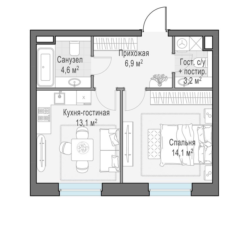 1-BD Apartment Sale, 42平方米 at Foriver, Simonovskaya Embankment, 3к1, Moscow, Russia #1 1-BD Apartment Sale, 42平方米 at Foriver, Simonovskaya Embankment, 3к1, Moscow, Russia #1