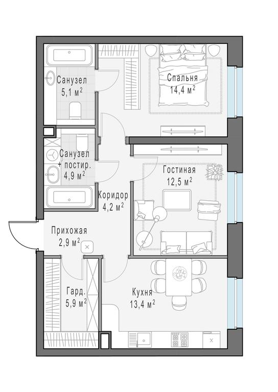 2-BD Apartment Sale, 63.7 sq. m. at Foriver, Simonovskaya Embankment, 3к1, Moscow, Russia #1 2-BD Apartment Sale, 63.7 sq. m. at Foriver, Simonovskaya Embankment, 3к1, Moscow, Russia #1