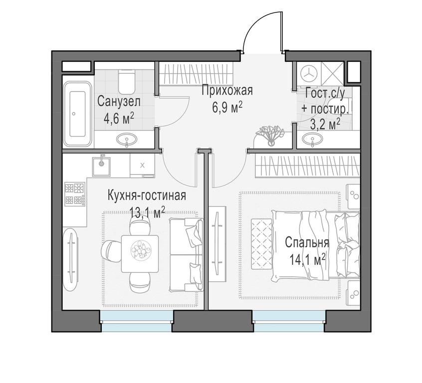 1-BD Apartment Sale, 42 sq. m. at Foriver, Simonovskaya Embankment, 3к1, Moscow, Russia #1 1-BD Apartment Sale, 42 sq. m. at Foriver, Simonovskaya Embankment, 3к1, Moscow, Russia #1