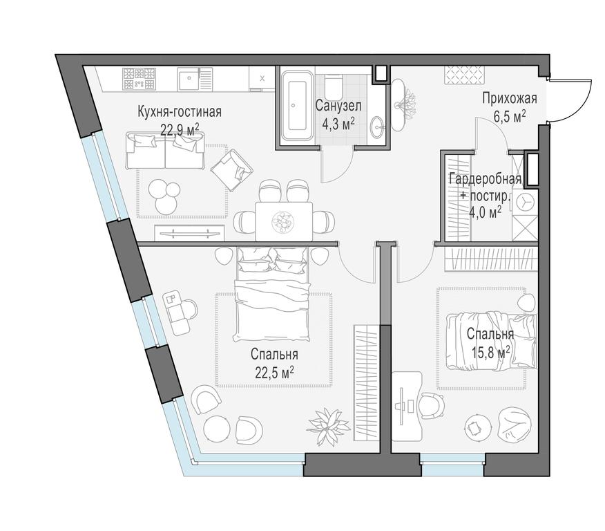 2-BD Apartment Sale, 76.1平方米 at Foriver, Simonovskaya Embankment, 3к1, Moscow, Russia #1 2-BD Apartment Sale, 76.1平方米 at Foriver, Simonovskaya Embankment, 3к1, Moscow, Russia #1