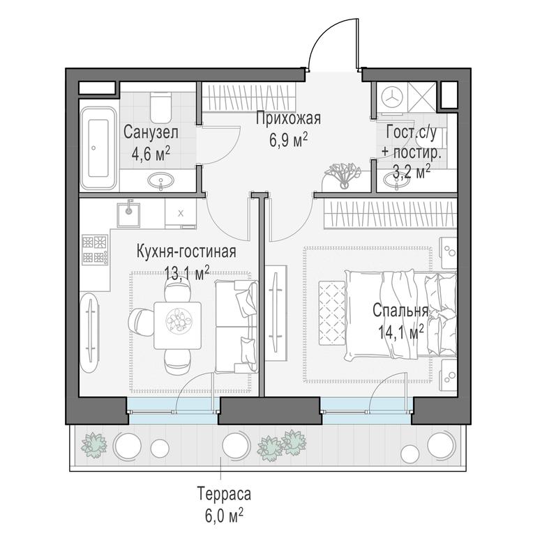 1-BD Apartment Sale, 44 sq. m. at Foriver, Simonovskaya Embankment, 3к1, Moscow, Russia #1 1-BD Apartment Sale, 44 sq. m. at Foriver, Simonovskaya Embankment, 3к1, Moscow, Russia #1