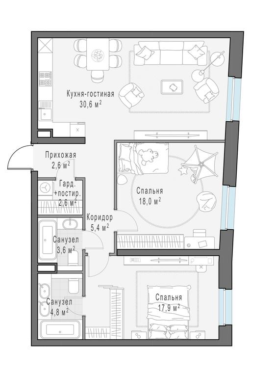 2-BD Apartment Sale, 85.8平方米 at Foriver, Simonovskaya Embankment, 3к1, Moscow, Russia #1 2-BD Apartment Sale, 85.8平方米 at Foriver, Simonovskaya Embankment, 3к1, Moscow, Russia #1