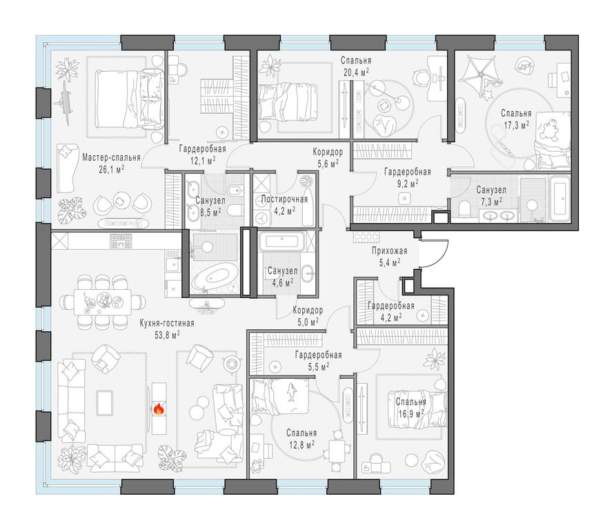 4-BD Apartment Sale, 218.9平方米 at Foriver, Simonovskaya Embankment, 3к1, Moscow, Russia #1 4-BD Apartment Sale, 218.9平方米 at Foriver, Simonovskaya Embankment, 3к1, Moscow, Russia #1