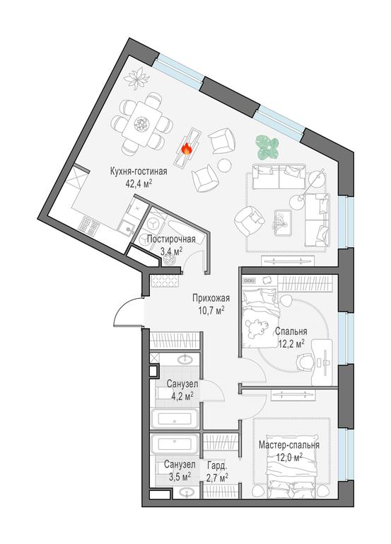 3-BD Apartment Sale, 91.6平方米 at Foriver, Simonovskaya Embankment, 3к1, Moscow, Russia #1 3-BD Apartment Sale, 91.6平方米 at Foriver, Simonovskaya Embankment, 3к1, Moscow, Russia #1