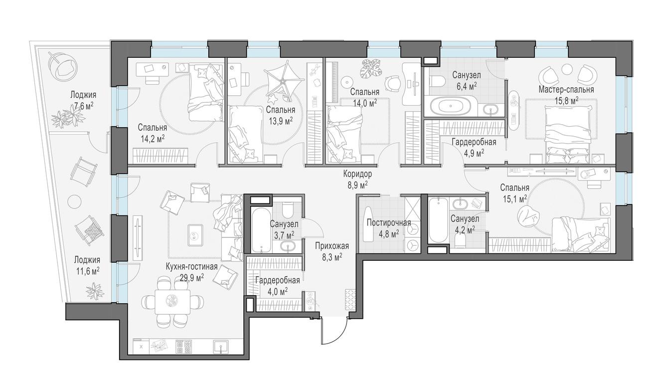4-BD Apartment Sale, 159.3平方米 at Foriver, Simonovskaya Embankment, 3к1, Moscow, Russia #1 4-BD Apartment Sale, 159.3平方米 at Foriver, Simonovskaya Embankment, 3к1, Moscow, Russia #1