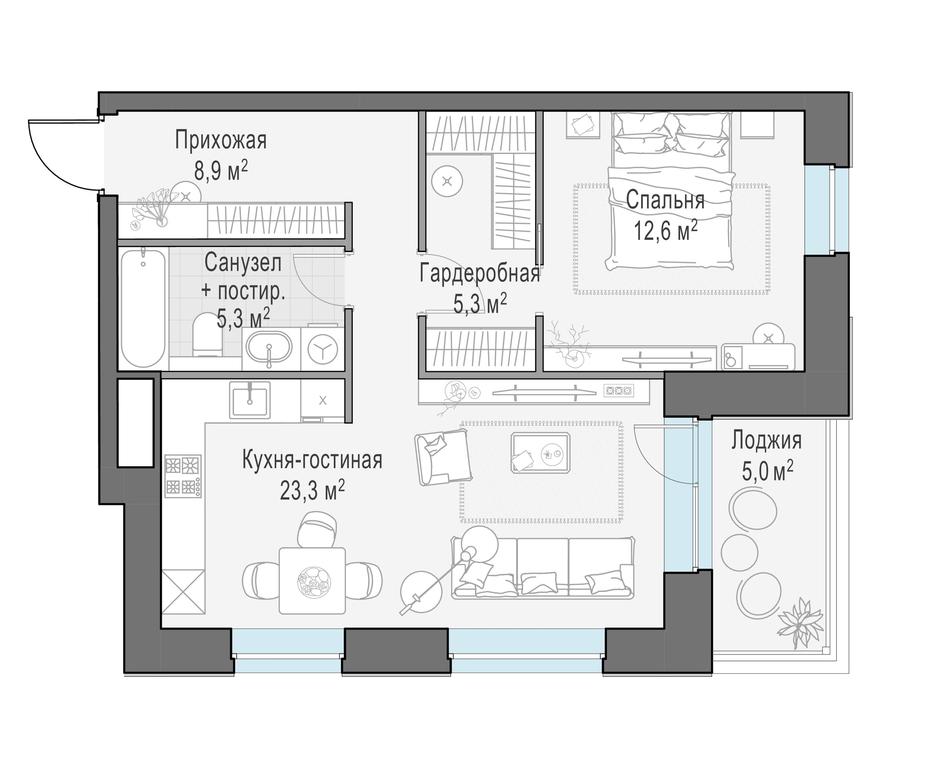 1-BD Apartment Sale, 58.3 sq. m. at Foriver, Simonovskaya Embankment, 3к1, Moscow, Russia #1 1-BD Apartment Sale, 58.3 sq. m. at Foriver, Simonovskaya Embankment, 3к1, Moscow, Russia #1