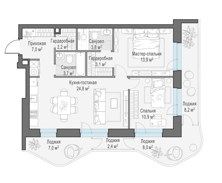 1-BD Apartment Sale, 82.3平方米 at Foriver, Simonovskaya Embankment, 3к1, Moscow, Russia #1 1-BD Apartment Sale, 82.3平方米 at Foriver, Simonovskaya Embankment, 3к1, Moscow, Russia #1
