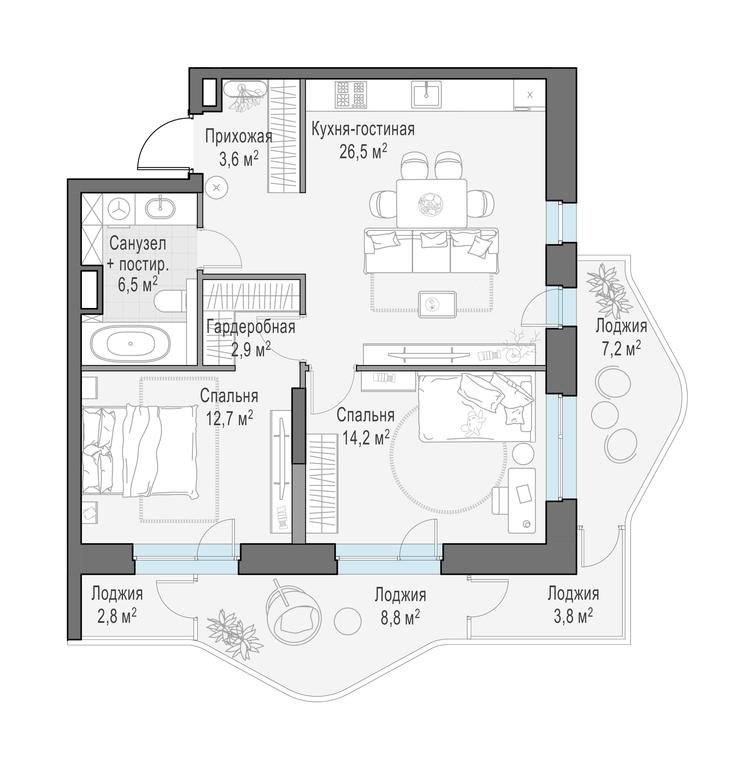 1-BD Apartment Sale, 77.6平方米 at Foriver, Simonovskaya Embankment, 3к1, Moscow, Russia #1 1-BD Apartment Sale, 77.6平方米 at Foriver, Simonovskaya Embankment, 3к1, Moscow, Russia #1