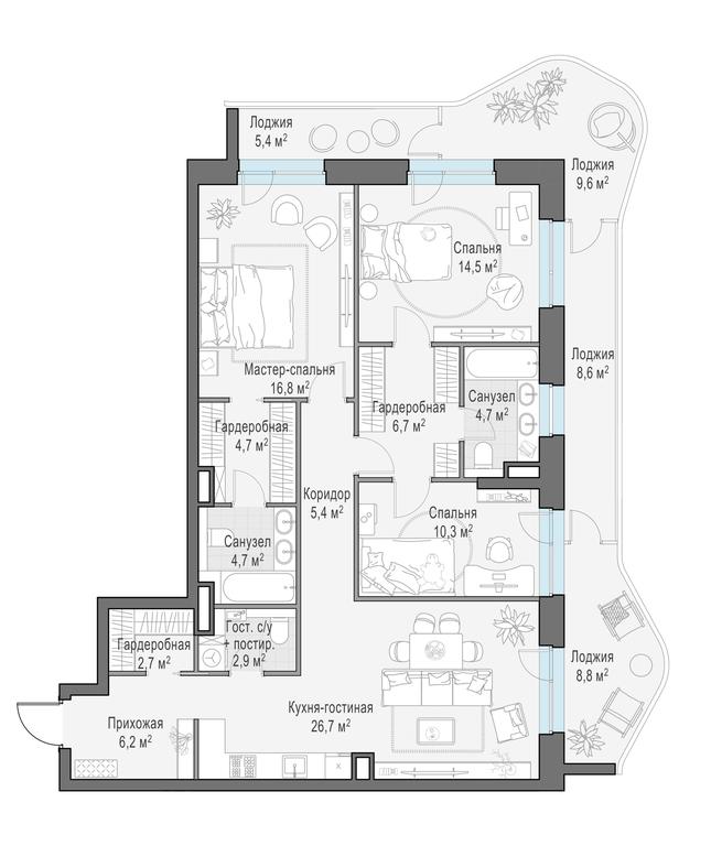 2-BD Apartment Sale, 123.4平方米 at Foriver, Simonovskaya Embankment, 3к1, Moscow, Russia #1 2-BD Apartment Sale, 123.4平方米 at Foriver, Simonovskaya Embankment, 3к1, Moscow, Russia #1