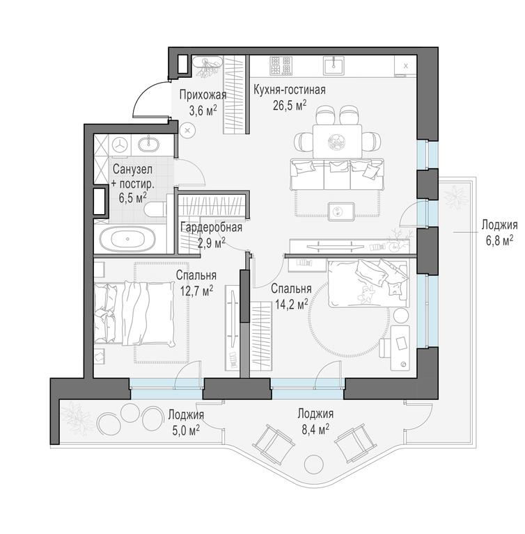 1-BD Apartment Sale, 76.6 sq. m. at Foriver, Simonovskaya Embankment, 3к1, Moscow, Russia #1 1-BD Apartment Sale, 76.6 sq. m. at Foriver, Simonovskaya Embankment, 3к1, Moscow, Russia #1