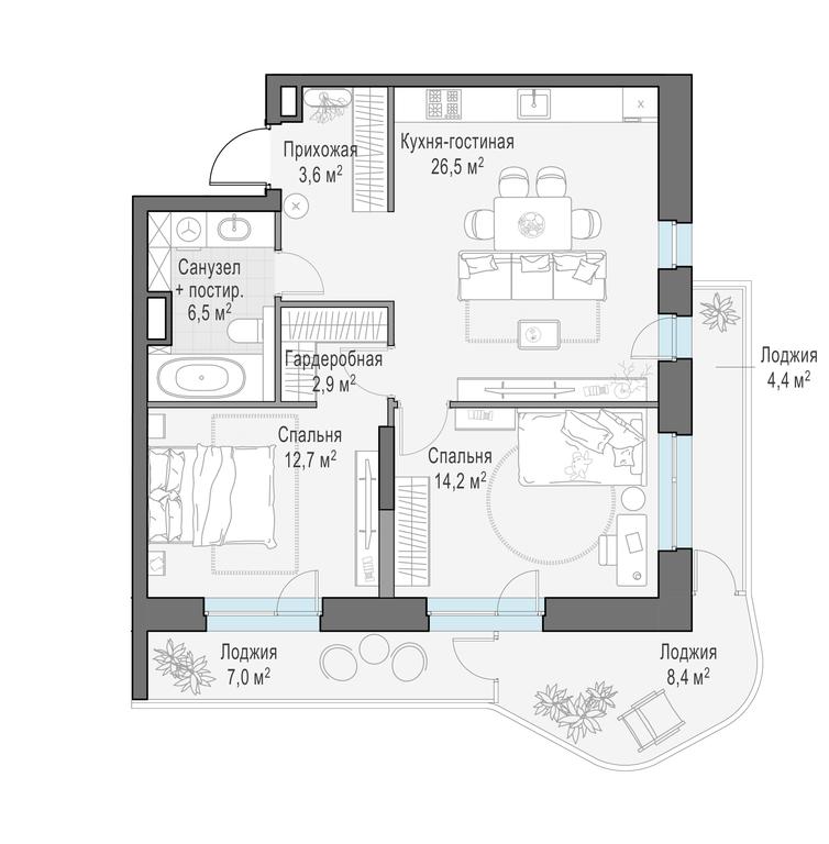1-BD Apartment Sale, 76.1平方米 at Foriver, Simonovskaya Embankment, 3к1, Moscow, Russia #1 1-BD Apartment Sale, 76.1平方米 at Foriver, Simonovskaya Embankment, 3к1, Moscow, Russia #1
