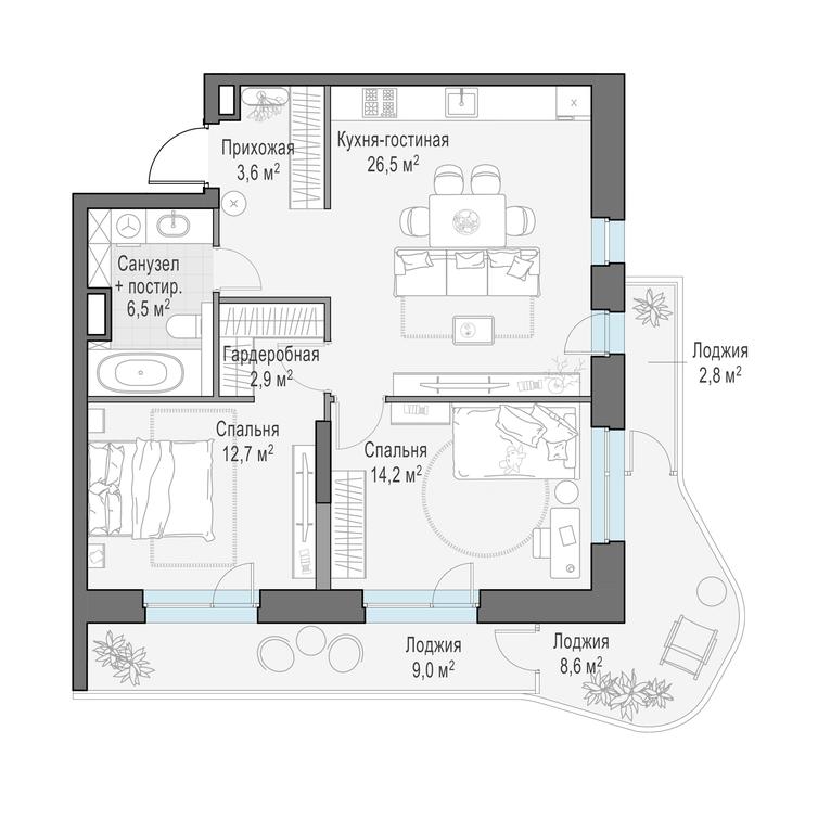 1-BD Apartment Sale, 76.4平方米 at Foriver, Simonovskaya Embankment, 3к1, Moscow, Russia #1 1-BD Apartment Sale, 76.4平方米 at Foriver, Simonovskaya Embankment, 3к1, Moscow, Russia #1