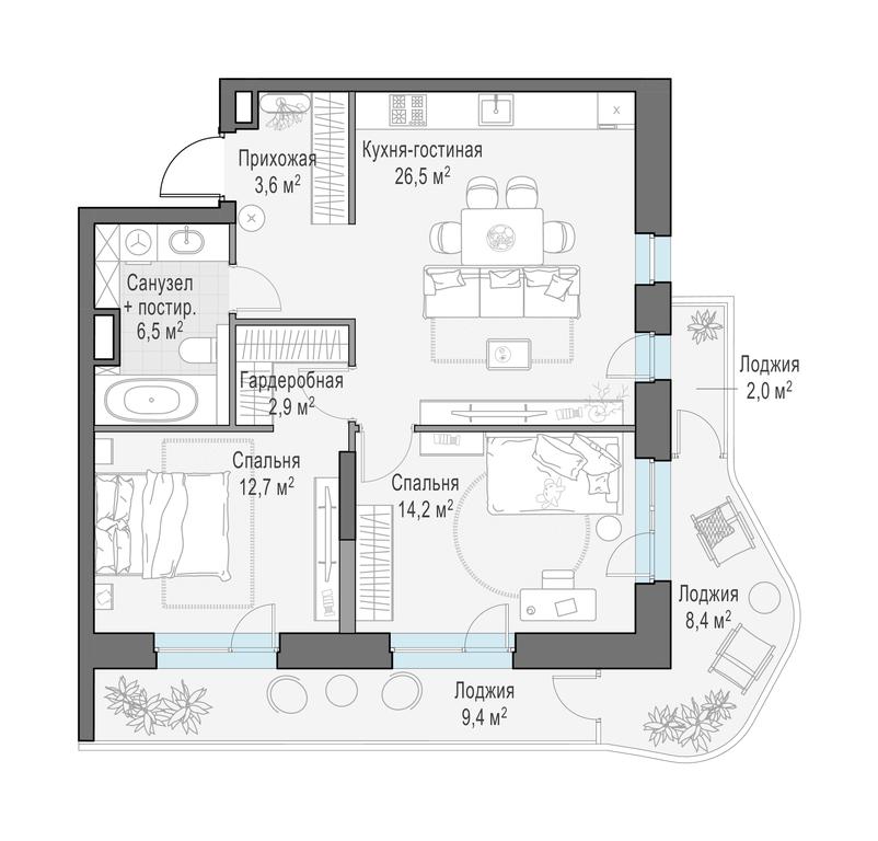 1-BD Apartment Sale, 76.1平方米 at Foriver, Simonovskaya Embankment, 3к1, Moscow, Russia #1 1-BD Apartment Sale, 76.1平方米 at Foriver, Simonovskaya Embankment, 3к1, Moscow, Russia #1