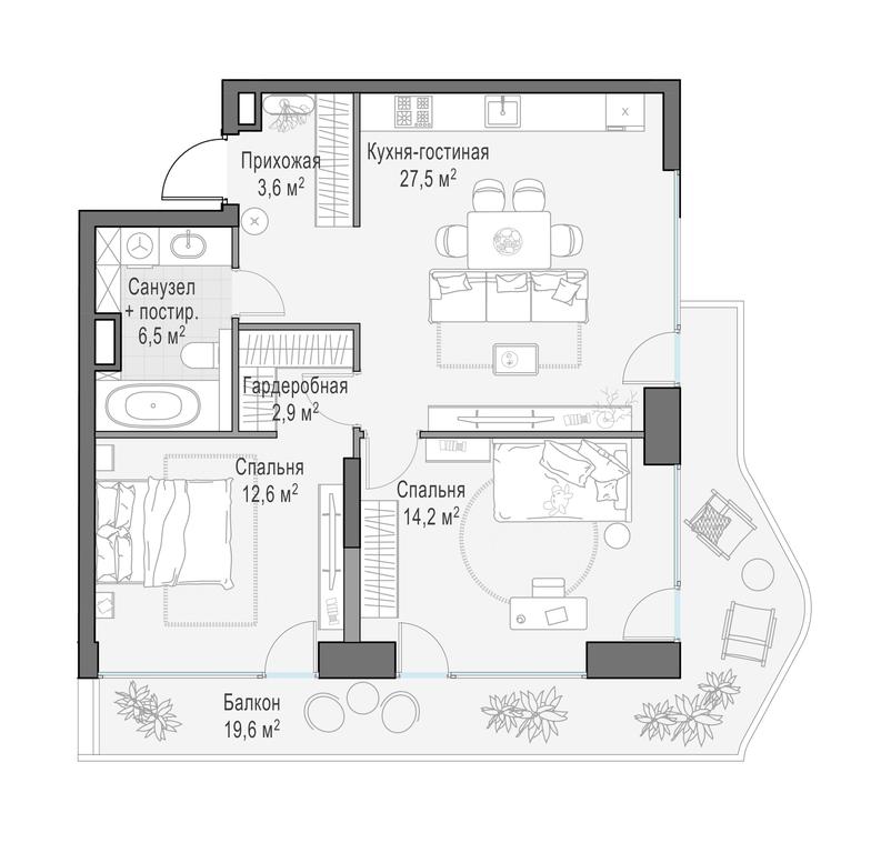 1-BD Apartment Sale, 72 sq. m. at Foriver, Simonovskaya Embankment, 3к1, Moscow, Russia #1 1-BD Apartment Sale, 72 sq. m. at Foriver, Simonovskaya Embankment, 3к1, Moscow, Russia #1