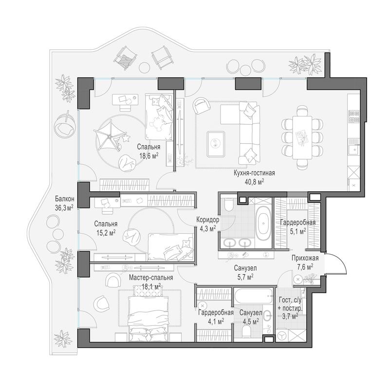2-BD Apartment Sale, 139.1 sq. m. at Foriver, Simonovskaya Embankment, 3к1, Moscow, Russia #1 2-BD Apartment Sale, 139.1 sq. m. at Foriver, Simonovskaya Embankment, 3к1, Moscow, Russia #1