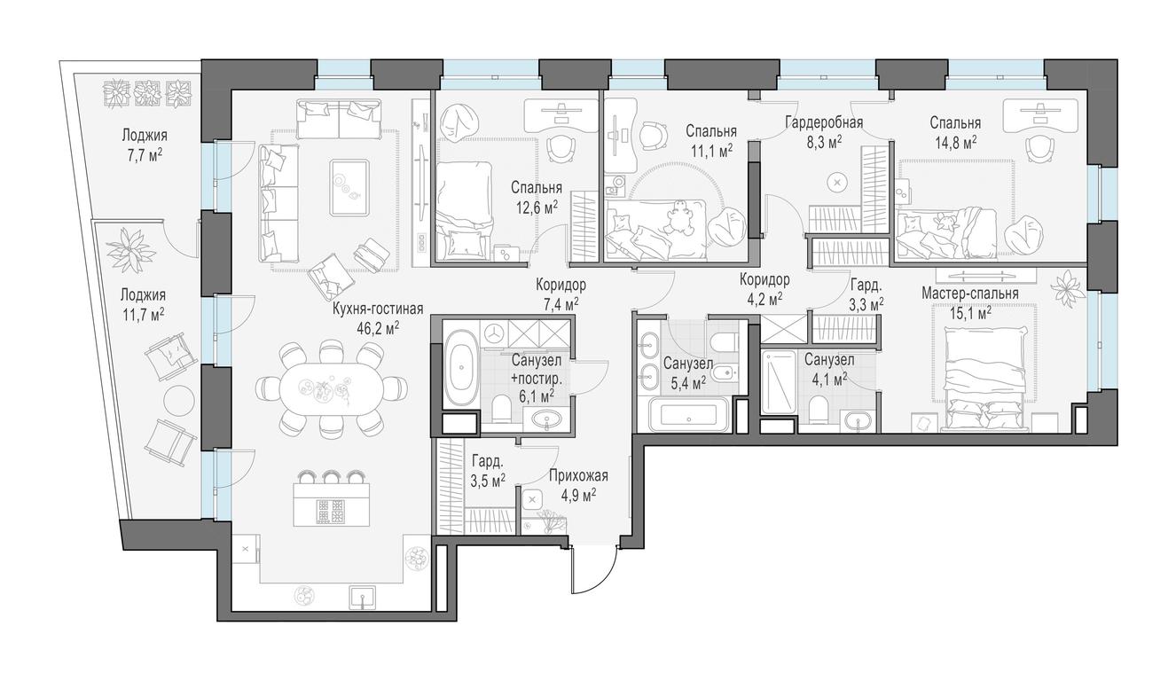 3-BD Apartment Sale, 158.4平方米 at Foriver, Simonovskaya Embankment, 3к1, Moscow, Russia #1 3-BD Apartment Sale, 158.4平方米 at Foriver, Simonovskaya Embankment, 3к1, Moscow, Russia #1
