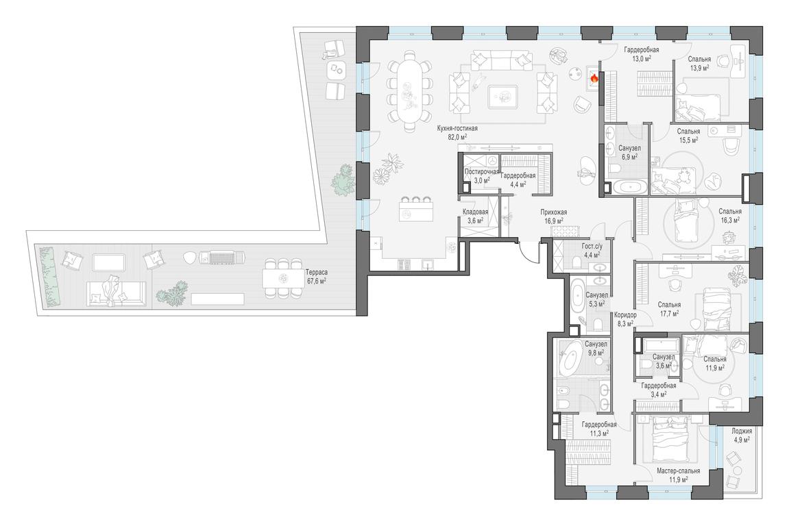 5-BD Apartment Sale, 286.5 sq. m. at Foriver, Simonovskaya Embankment, 3к1, Moscow, Russia #1
