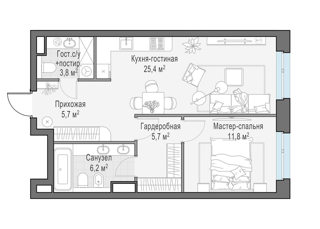 1-BD Apartment Sale, 58.9 sq. m. at Foriver, Simonovskaya Embankment, 3к1, Moscow, Russia #1 1-BD Apartment Sale, 58.9 sq. m. at Foriver, Simonovskaya Embankment, 3к1, Moscow, Russia #1