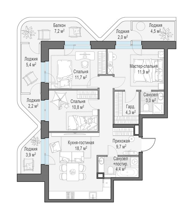 2-BD Apartment Sale, 86.1 sq. m. at Foriver, Simonovskaya Embankment, 3к1, Moscow, Russia #1 2-BD Apartment Sale, 86.1 sq. m. at Foriver, Simonovskaya Embankment, 3к1, Moscow, Russia #1