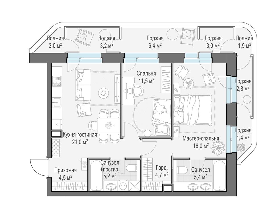 1-BD Apartment Sale, 79.5平方米 at Foriver, Simonovskaya Embankment, 3к1, Moscow, Russia #1 1-BD Apartment Sale, 79.5平方米 at Foriver, Simonovskaya Embankment, 3к1, Moscow, Russia #1