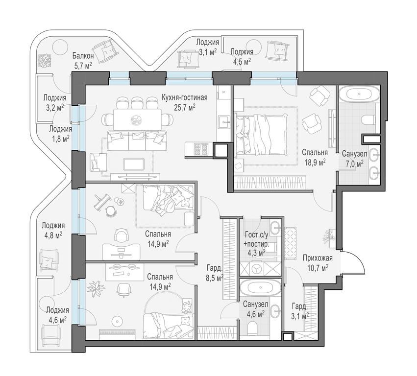 2-BD Apartment Sale, 126 sq. m. at Foriver, Simonovskaya Embankment, 3к1, Moscow, Russia #1 2-BD Apartment Sale, 126 sq. m. at Foriver, Simonovskaya Embankment, 3к1, Moscow, Russia #1