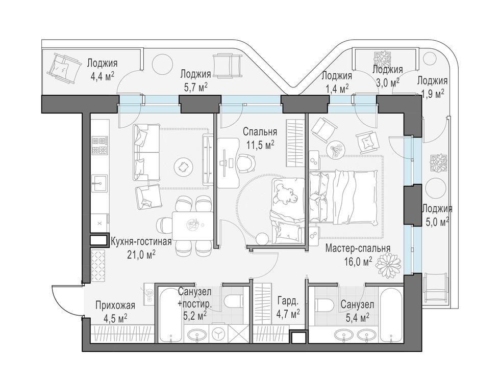 1-BD Apartment Sale, 79.2 sq. m. at Foriver, Simonovskaya Embankment, 3к1, Moscow, Russia #1 1-BD Apartment Sale, 79.2 sq. m. at Foriver, Simonovskaya Embankment, 3к1, Moscow, Russia #1