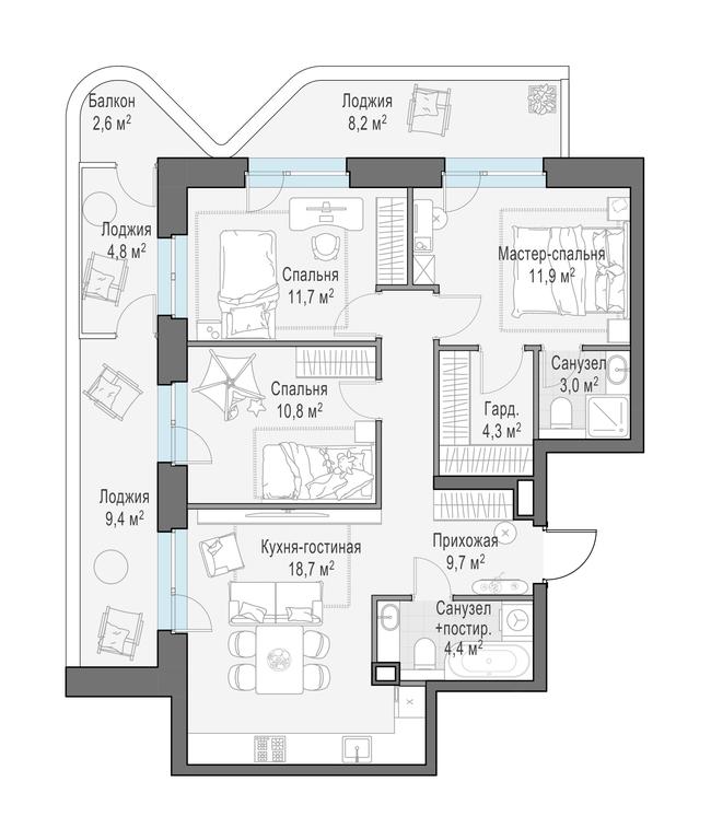 2-BD Apartment Sale, 87.3 sq. m. at Foriver, Simonovskaya Embankment, 3к1, Moscow, Russia #1 2-BD Apartment Sale, 87.3 sq. m. at Foriver, Simonovskaya Embankment, 3к1, Moscow, Russia #1