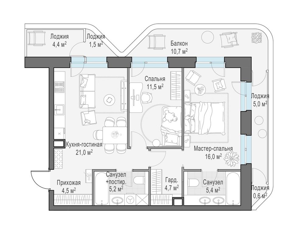 1-BD Apartment Sale, 77.8平方米 at Foriver, Simonovskaya Embankment, 3к1, Moscow, Russia #1 1-BD Apartment Sale, 77.8平方米 at Foriver, Simonovskaya Embankment, 3к1, Moscow, Russia #1