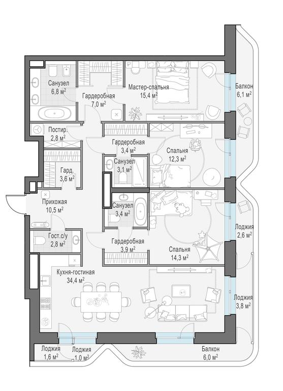 3-BD Apartment Sale, 133.1平方米 at Foriver, Simonovskaya Embankment, 3к1, Moscow, Russia #1 3-BD Apartment Sale, 133.1平方米 at Foriver, Simonovskaya Embankment, 3к1, Moscow, Russia #1