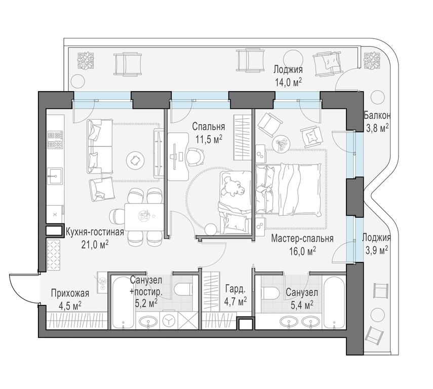 1-BD Apartment Sale, 78.4 sq. m. at Foriver, Simonovskaya Embankment, 3к1, Moscow, Russia #1 1-BD Apartment Sale, 78.4 sq. m. at Foriver, Simonovskaya Embankment, 3к1, Moscow, Russia #1