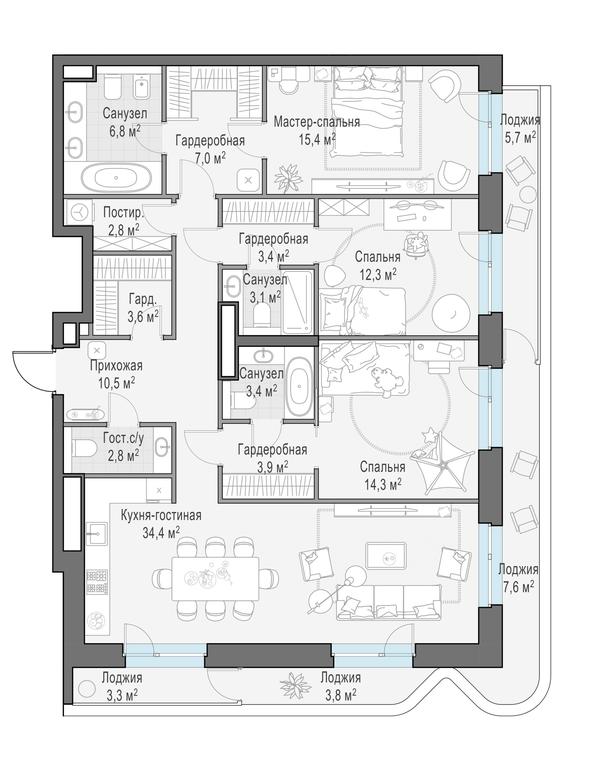 3-BD Apartment Sale, 135.3平方米 at Foriver, Simonovskaya Embankment, 3к1, Moscow, Russia #1 3-BD Apartment Sale, 135.3平方米 at Foriver, Simonovskaya Embankment, 3к1, Moscow, Russia #1